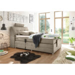 BOXSPRINGBED 120 cm x 200 cm, houtmateriaal, bruin textiel thumbnail 4