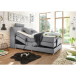 BOXSPRINGBED 120 cm x 200 cm, textiel, lichtgrijs houtmateriaal thumbnail 2