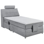 BOXSPRINGBED 120 cm x 200 cm, textiel, lichtgrijs houtmateriaal thumbnail 1