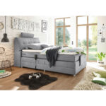 BOXSPRINGBED 120 cm x 200 cm, textiel, lichtgrijs houtmateriaal thumbnail 3