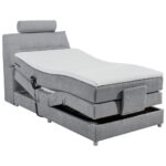 BOXSPRINGBED 120 cm x 200 cm, textiel, lichtgrijs houtmateriaal thumbnail 4