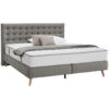 BOXSPRINGBED 160 cm x 200 cm, lichtgrijs textiel