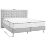 BOXSPRINGBED 160 cm x 200 cm, lichtgrijs textiel thumbnail 4