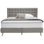 BOXSPRINGBED 160 cm x 200 cm, lichtgrijs textiel thumbnail 5