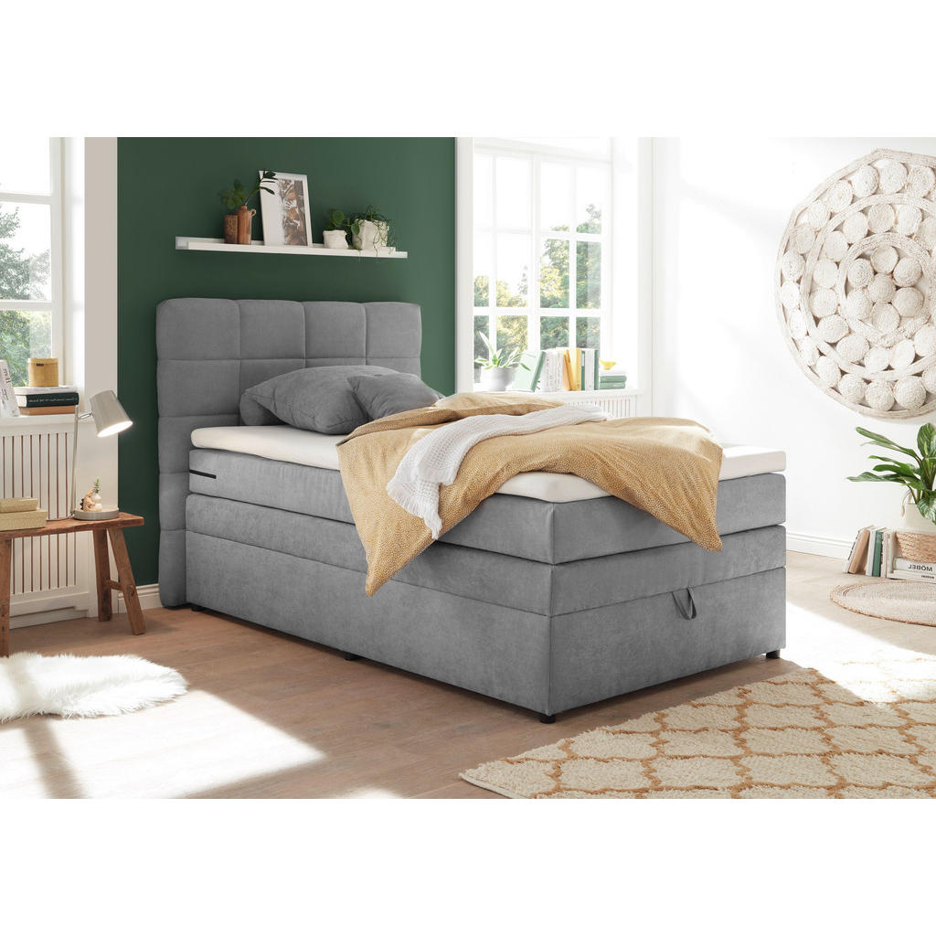BOXSPRINGBED 120 cm x 200 cm, lichtgrijs