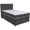 BOXSPRING BED 120 cm x 200 cm, hout, textiel, houtmateriaal donkergrijs