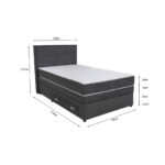 BOXSPRING BED 120 cm x 200 cm, hout, textiel, houtmateriaal donkergrijs thumbnail 3