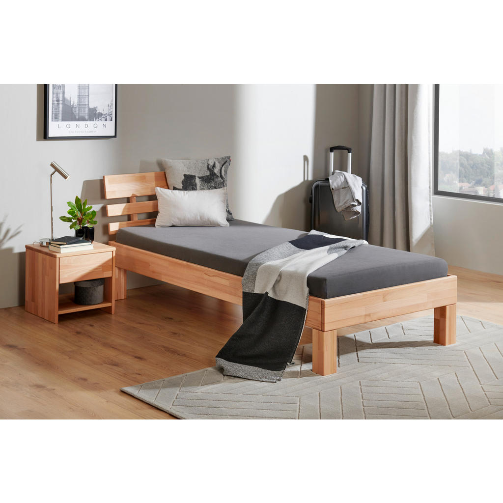 BED 90 cm x 220 cm, beukenhout (kernhout)