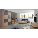 BED 140 cm x 200 cm, houtmateriaal zwart, donkergrijs, ambachtelijk eiken thumbnail 5