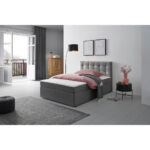 BED MET MATRAS x , hout, grafietkleurig textiel thumbnail 1