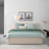 BED MET MATRAS x, hout, wit textiel