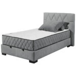 BED MET MATRAS 120 cm x 200 cm, textiel, materiaal hout antraciet thumbnail 4