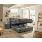 BED MET MATRAS 120 cm x 200 cm, textiel, materiaal hout antraciet thumbnail 6