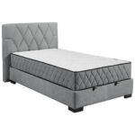 BED MET MATRAS 120 cm x 200 cm, textiel, materiaal hout antraciet thumbnail 1