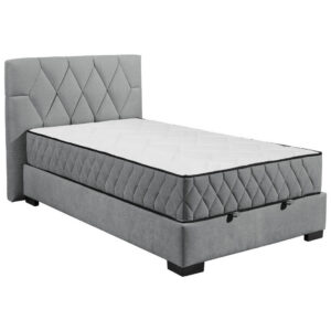 BED MET MATRAS 120 cm x 200 cm, textiel, materiaal hout antraciet