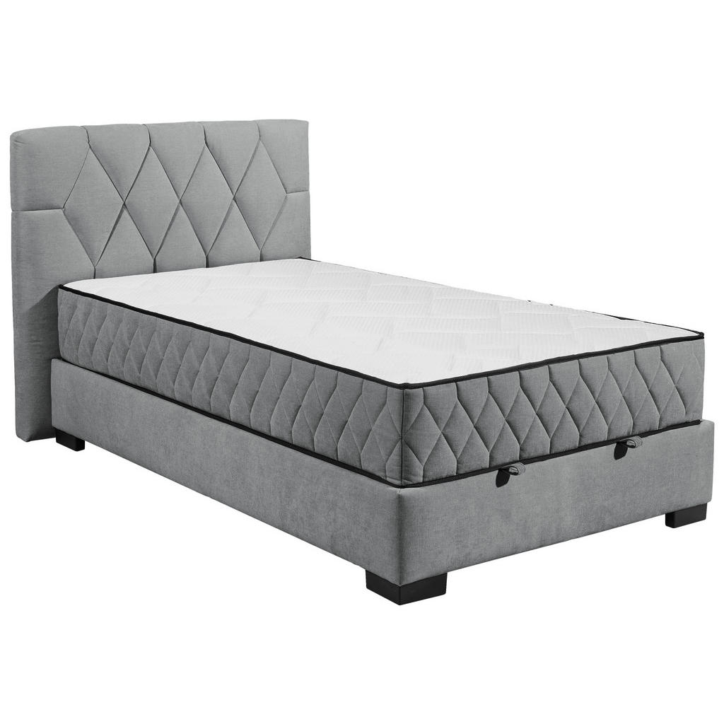BED MET MATRAS 120 cm x 200 cm, textiel, materiaal hout antraciet