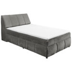 BED MET MATRAS 120 cm x 200 cm, textiel, houtmateriaal grafietkleur thumbnail 2