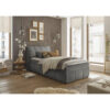 BED MET MATRAS 120 cm x 200 cm, textiel, houtmateriaal grafietkleur