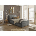 BED MET MATRAS 120 cm x 200 cm, textiel, houtmateriaal grafietkleur thumbnail 1