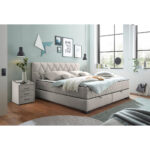 BED MET MATRAS 180 cm x 200 cm, textiel, houtmateriaal wit thumbnail 2