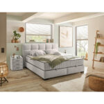 BED MET MATRAS 180 cm x 200 cm, textiel, houtmateriaal wit thumbnail 2