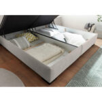 BED MET MATRAS 180 cm x 200 cm, textiel, houtmateriaal wit thumbnail 5