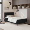 BED MET MATRAS 120 cm x 200 cm, zwart textiel