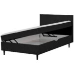 BED MET MATRAS 120 cm x 200 cm, zwart textiel thumbnail 3