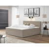BED MET MATRAS 180 cm x 200 cm, bruin textiel