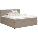 BED MET MATRAS 160 cm x 200 cm, bruin textiel thumbnail 3