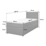 BED MET MATRAS 90 cm x 200 cm, grijs textiel thumbnail 4