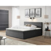 BED MET MATRAS 200 cm x 200 cm, hout, textiel, houtmateriaal grijs