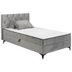 BED MET MATRAS 120 cm x 200 cm, textiel, materiaal hout grijs thumbnail 2
