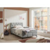 BED MET MATRAS 120 cm x 200 cm, textiel, materiaal hout grijs