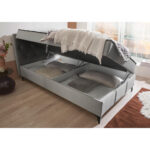 BED MET MATRAS 120 cm x 200 cm, textiel, materiaal hout grijs thumbnail 3