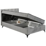 BED MET MATRAS 120 cm x 200 cm, textiel, materiaal hout grijs thumbnail 4