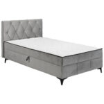 BED MET MATRAS 120 cm x 200 cm, textiel, materiaal hout grijs thumbnail 5
