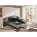 BED MET MATRAS 120 cm x 200 cm, textiel, materiaal hout grijs thumbnail 7
