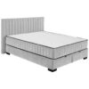BED MET MATRAS 160 cm x 200 cm, textiel, materiaal hout lichtgrijs