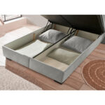 BED MET MATRAS 160 cm x 200 cm, textiel, materiaal hout lichtgrijs thumbnail 6