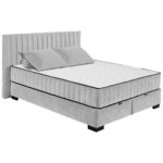 BED MET MATRAS 160 cm x 200 cm, textiel, materiaal hout lichtgrijs thumbnail 7