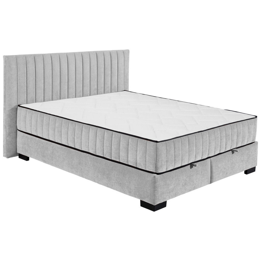 BED MET MATRAS 160 cm x 200 cm, textiel, materiaal hout lichtgrijs