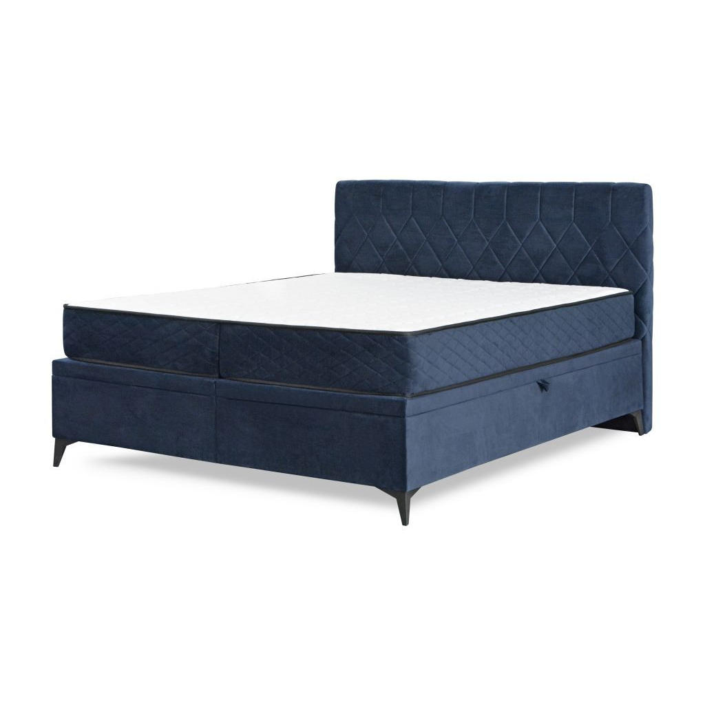 BED MET MATRAS 180 cm x 200 cm, hout, textiel, houtmateriaal donkerblauw