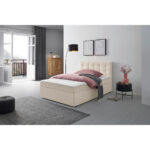 BED MET MATRAS x, hout, crème textiel thumbnail 1
