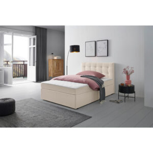 BED MET MATRAS x, hout, crème textiel