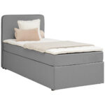 BED MET MATRAS 90 cm x 200 cm, lichtgrijs textiel thumbnail 2