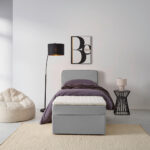 BED MET MATRAS 90 cm x 200 cm, lichtgrijs textiel thumbnail 6
