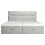 BED MET MATRAS 140 cm x 200 cm, hout, textiel, houtmateriaal lichtgrijs thumbnail 4