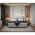 BED MET MATRAS 140 cm x 200 cm, hout, textiel, houtmateriaal lichtgrijs thumbnail 6