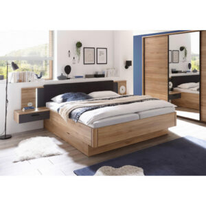 BEDDENSET x, houtmateriaal grafietkleur, eikenkleur